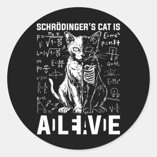 Schrodingers Katzentot und lebendige Physik Runder Aufkleber (Vorderseite)