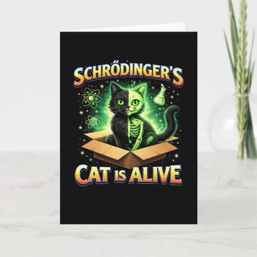 Schrödingers neugierige Katze Feiertagskarte (Vorderseite)
