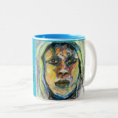 Schroffe Dschungel-Gesichtsvorlagenkunst Zweifarbige Tasse (VorderseiteRechts)