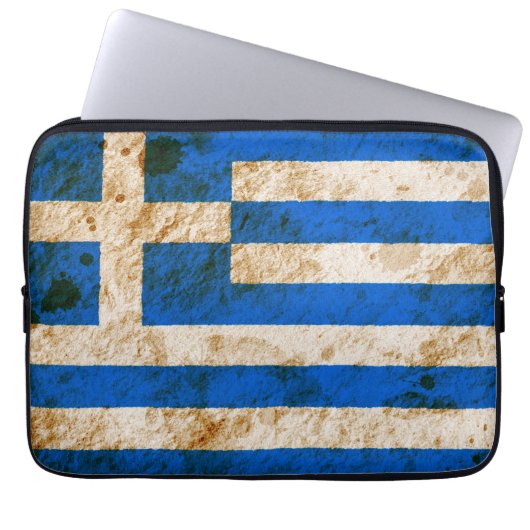 Schroffe griechische Flagge Laptopschutzhülle (Vorderseite)