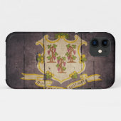 Schroffe hölzerne Connecticut-Flagge Case-Mate iPhone Hülle (Rückseite (Horizontal))