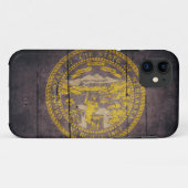 Schroffe hölzerne Nebraska-Flagge Case-Mate iPhone Hülle (Rückseite (Horizontal))
