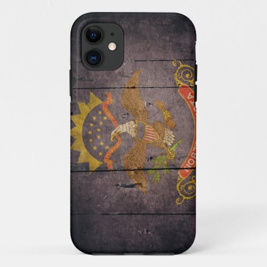 Schroffe hölzerne North- Dakotaflagge Case-Mate iPhone Hülle (Rückseite)