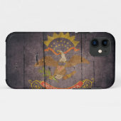 Schroffe hölzerne North- Dakotaflagge Case-Mate iPhone Hülle (Rückseite (Horizontal))