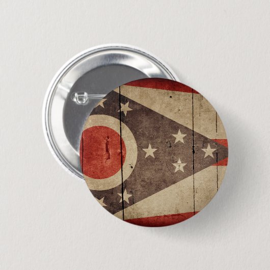 Schroffe hölzerne Ohio-Flagge Button (Vorne & Hinten)