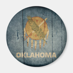 Schroffe hölzerne Oklahoma-Flagge Magnet