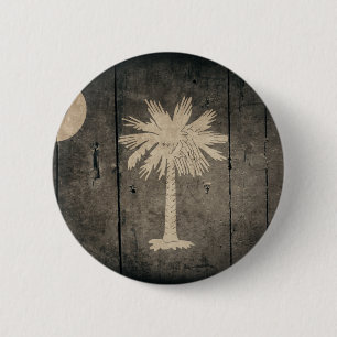 Schroffe hölzerne South- Carolinaflagge Button