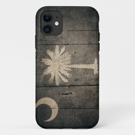 Schroffe hölzerne South- Carolinaflagge Case-Mate iPhone Hülle (Rückseite)