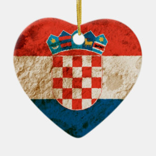 Schroffe kroatische Flagge Keramik Ornament