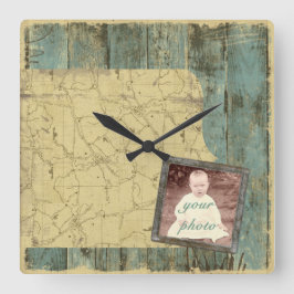 Schroffe Planken-Wanduhr Quadratische Wanduhr