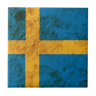 Schroffe schwedische Flagge Fliese