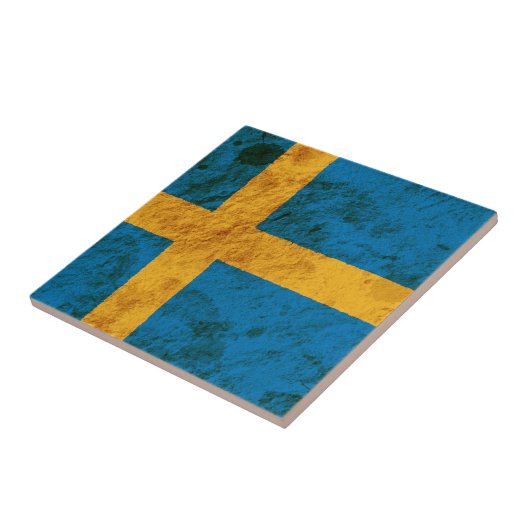 Schroffe schwedische Flagge Fliese (Seite)
