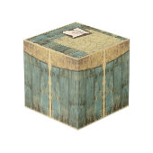 Schroffer blauer Planken-Foto-Würfel-Papiergewicht Würfel (Rückseite Schrägansicht)