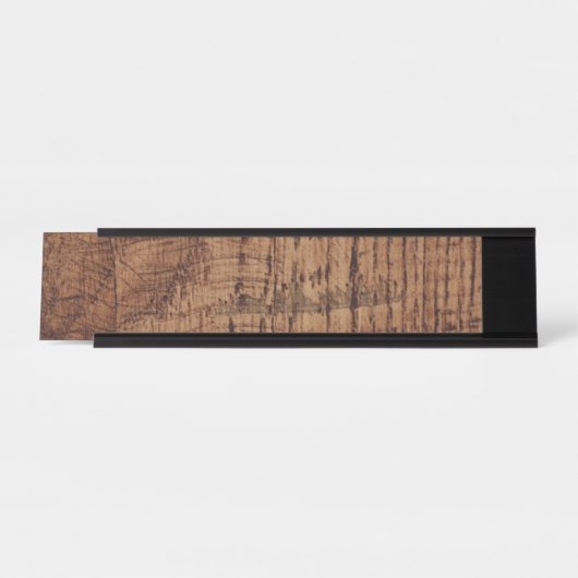 Schroffer Kastanien-Eichen-Holz-Korn-Blick Schreibtischnamensplakette (Vorderseite )