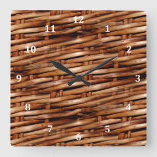 Schroffer Weidenkorb-Blick Quadratische Wanduhr