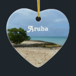 Schroffes Aruba Keramikornament<br><div class="desc">Schroffe Aruba-Küste mit Lava Felsen- und divibäumen.</div>