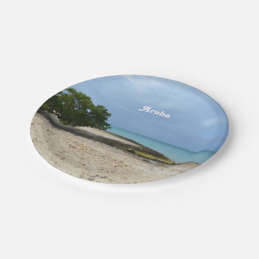 Schroffes Aruba Pappteller (Schrägansicht)