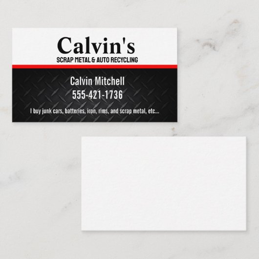 Schrott und Auto recycelnd Visitenkarte (Vorne/Hinten)
