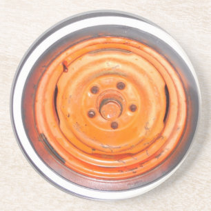 Schrottplatz Vintage-Rad, orange schwarz und weiß Getränkeuntersetzer