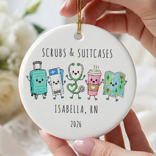 Schrubben & Koffer Krankenpfleger Reiseornament Keramik Ornament