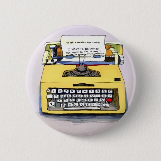 Schrullige gelbe Schreibmaschine Button (Vorderseite)