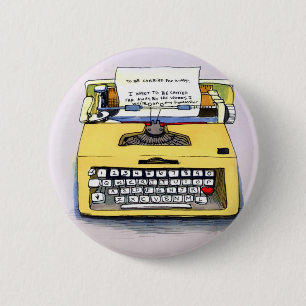 Schrullige gelbe Schreibmaschine Button