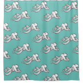 Schrullige Krake skizziert aquamarines Duschvorhang (Vorderseite)