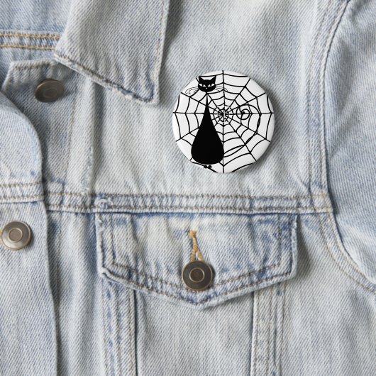 Schrullige lustige schwarze Katze katzenartig Button (Beispiel)