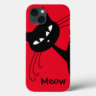 Schrullige lustige schwarze Katze katzenartig iPhone Hülle