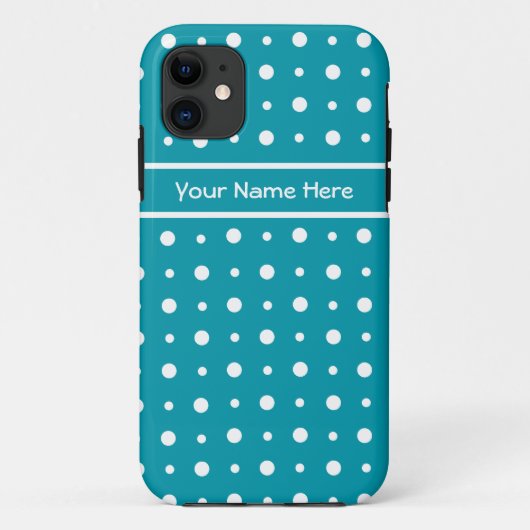 Schrullige weiße Polka-Punkte auf aquamarinem Case-Mate iPhone Hülle (Rückseite)