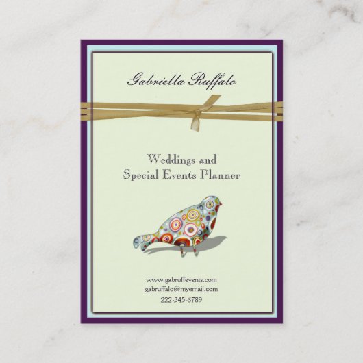 Schrulliger kleiner bunter künstlerischer Vogel Visitenkarte (Vorderseite)