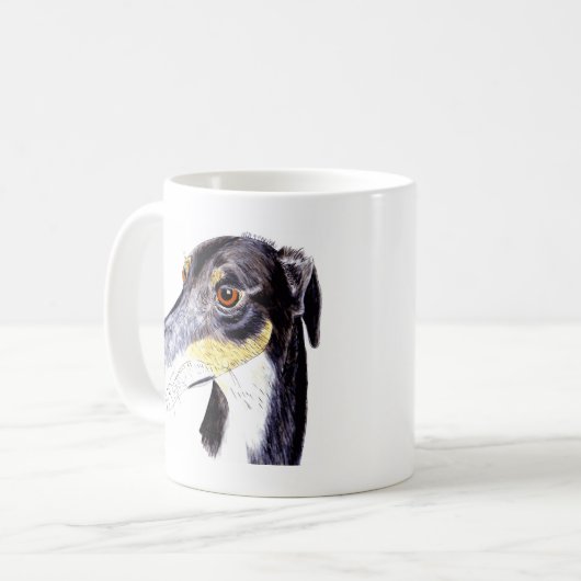 Schrulliger Lurcherhund Kaffeetasse (Vorderseite Links)