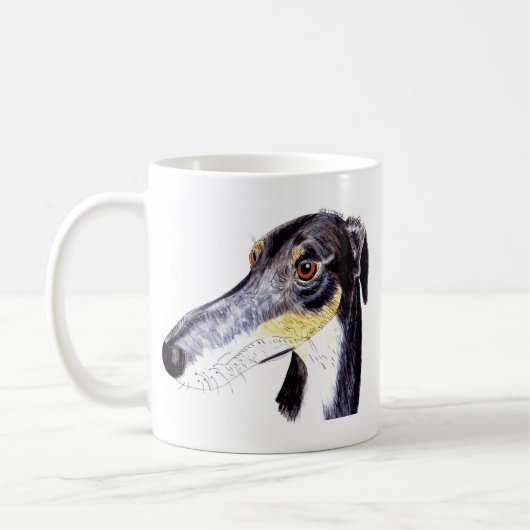 Schrulliger Lurcherhund Kaffeetasse (Links)