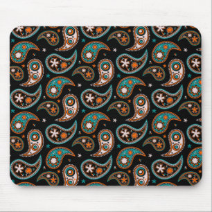 Schrulliger Paisley-Türkis und -orange Mousepad