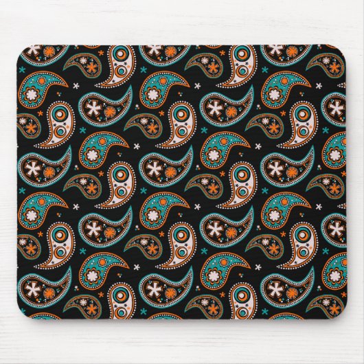Schrulliger Paisley-Türkis und -orange Mousepad (Vorne)