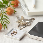 Schrulliges Porträt Teacup-Chihuahua Schlüsselanhänger (Seite)