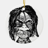 Schrumpfkopf Keramik Ornament (Vorne)