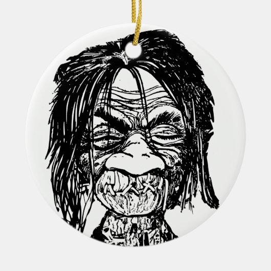 Schrumpfkopf Keramik Ornament (Vorne)