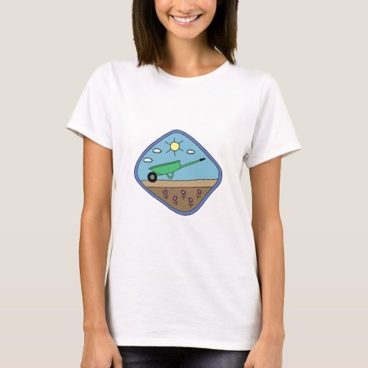 Schubkarre im Garten T-Shirt (Vorderseite)