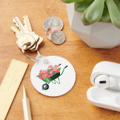 Schubkarre mit Blume Schlüsselanhänger