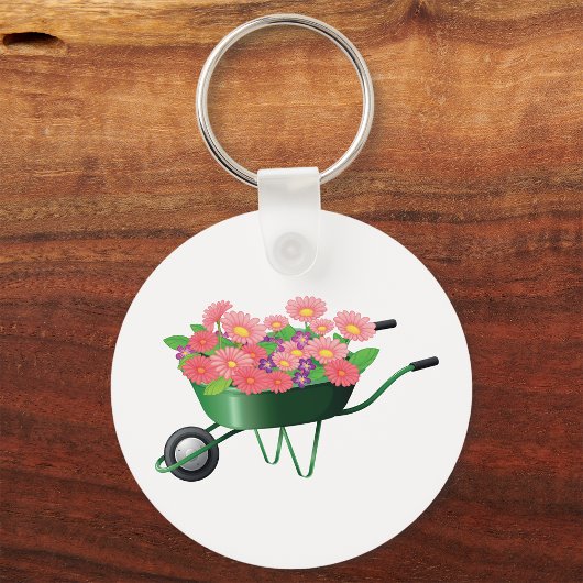 Schubkarre mit Blume Schlüsselanhänger