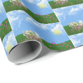Schubkarre mit Blume und Himmel Geschenkpapier (Rolleneckpunkt)