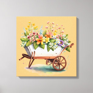 Schubkarre mit Blumen Leinwanddruck