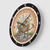 Schubkarre Wildblume Frühling Erbe Große Wanduhr (Winkel)