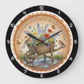 Schubkarre Wildblume Frühling Erbe Große Wanduhr (Vorderseite)