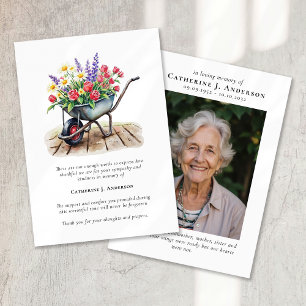 Schubkarren-Blumen-Foto-Trauer-Gedenkfeier Dankeskarte