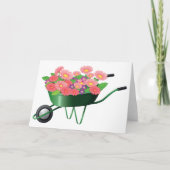 Schubkarren mit Blume, die Grußkarten enthalten Karte (Vorderseite)