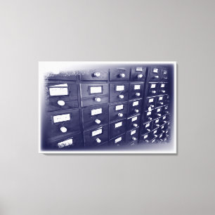 Schubladen der alten Bibliothek Leinwanddruck