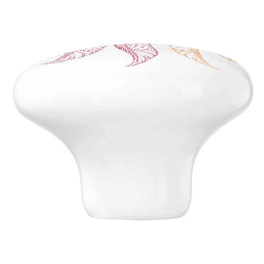 Schubladen - Farbige Federn Keramikknauf (Seitenansicht)