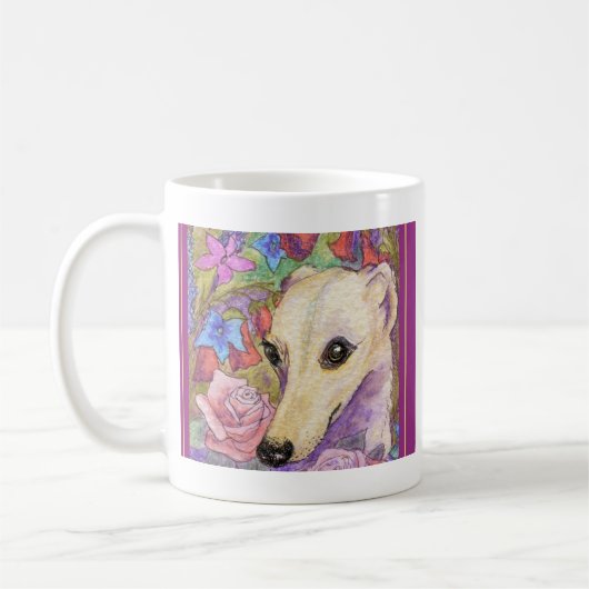 Schüchterne Blume Whippet Kaffeetasse (Links)